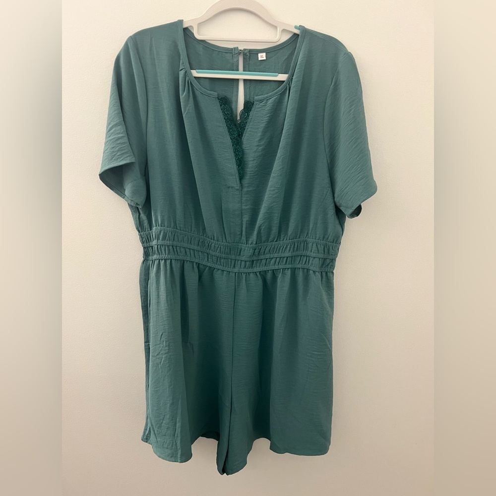 Green Short Sleeve Romper